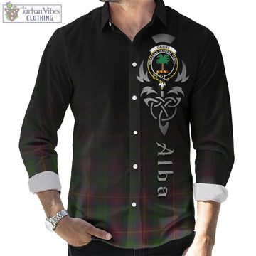 Tartan Vibes Clothing Cairns Tartan Long Sleeve Button Up Featuring Alba Gu Brath Family Crest Celtic Inspired