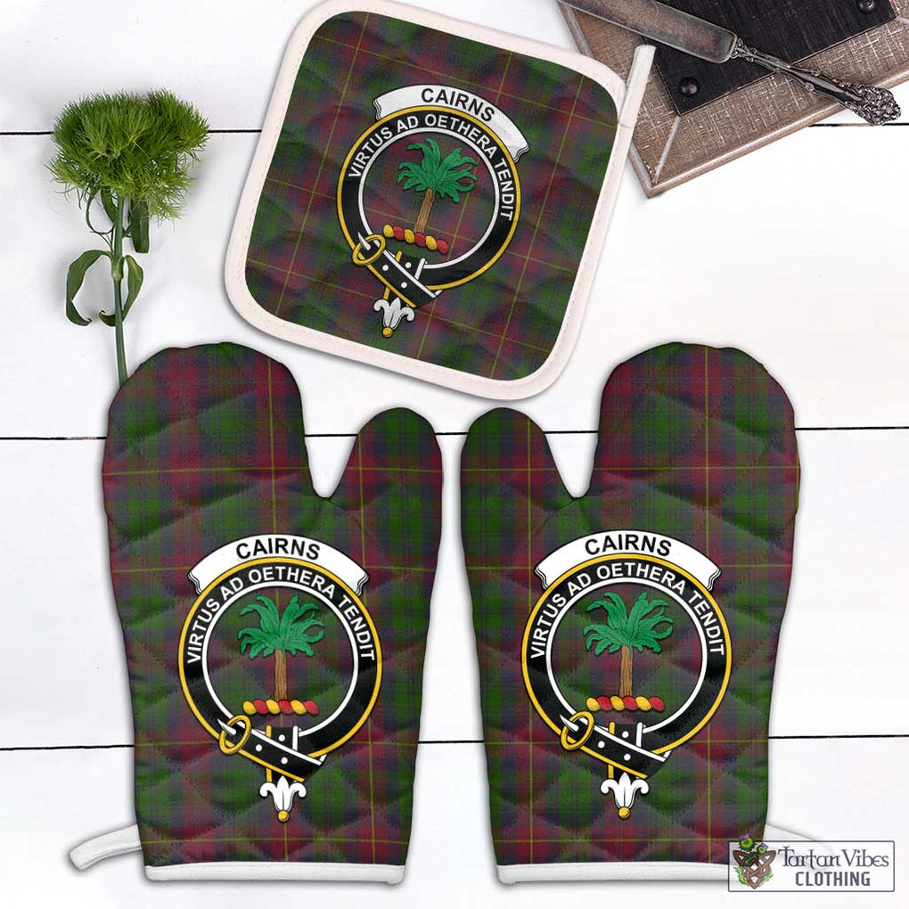 Cairns Tartan Combo Oven Mitt & Pot-Holder with Family Crest White - Tartan Vibes Clothing