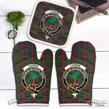Cairns Tartan Combo Oven Mitt & Pot-Holder with Family Crest Combo 2 Oven Mitt & 1 Pot-Holder Black - Tartan Vibes Clothing