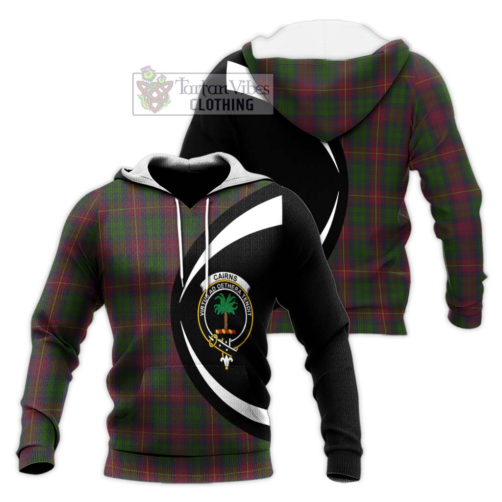 Cairns Tartan Knitted Hoodie with Family Crest Circle Style Unisex Knitted Pullover Hoodie - Tartan Vibes Clothing