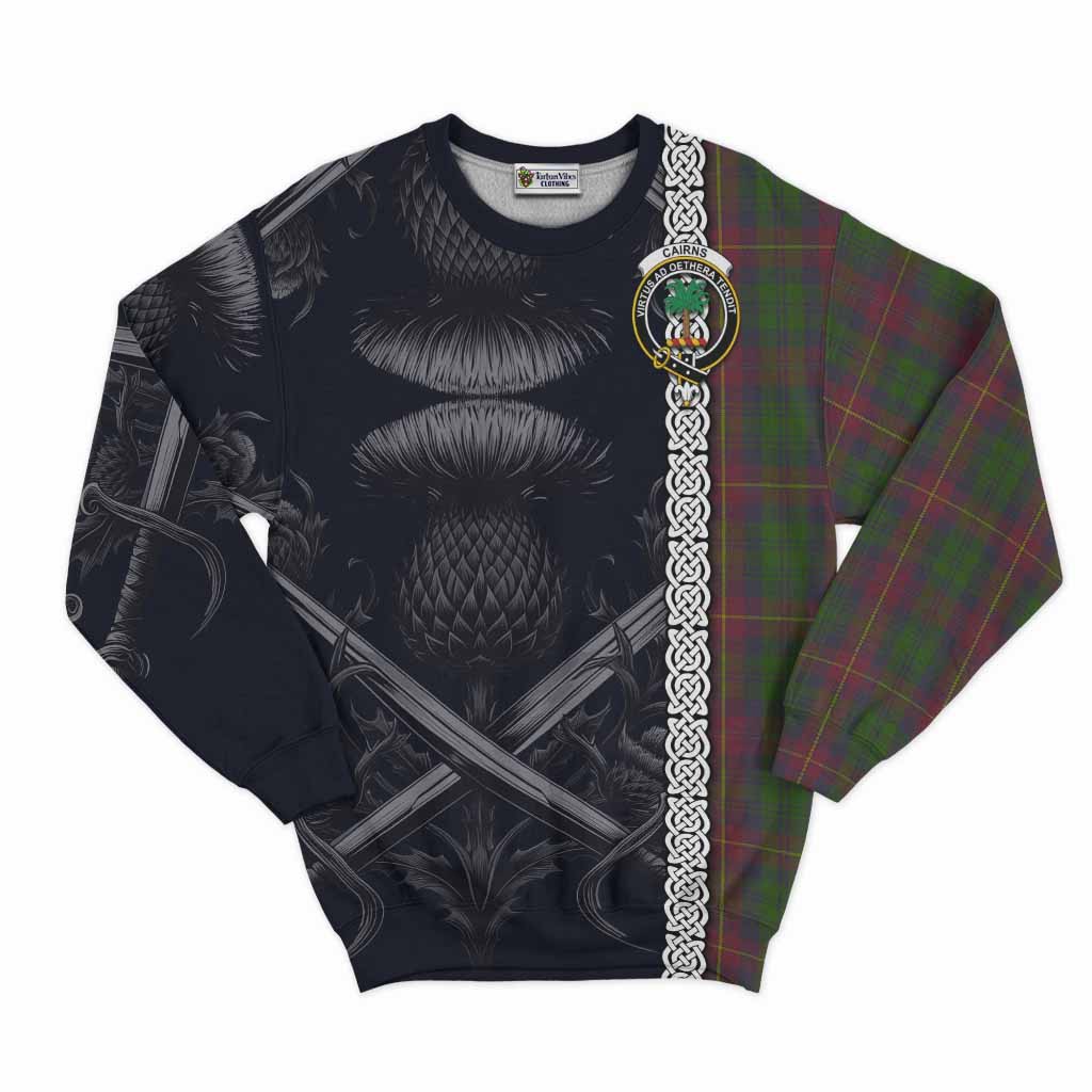 Cairns Tartan Sweatshirt with Family Crest Cross Sword Thistle Celtic Vibes Unisex - Tartan Vibes Clothing