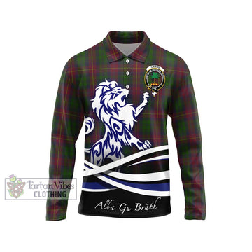 Cairns Tartan Long Sleeve Polo Shirt with Alba Gu Brath Regal Lion Emblem Unisex - Tartan Vibes Clothing