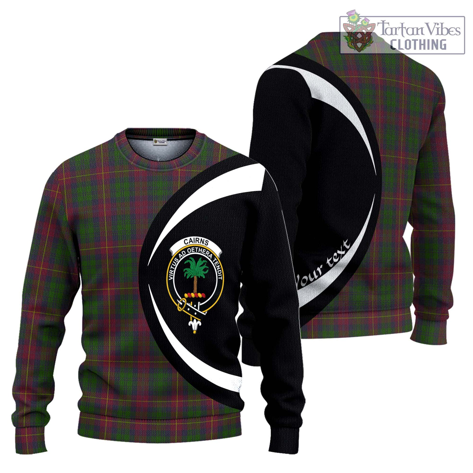 Cairns Tartan Ugly Sweater with Family Crest Circle Style Unisex - Tartan Vibes Clothing