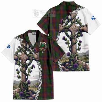 Cairns Tartan Hawaiian Shirt with Family Crest and St. Andrew's Cross Accented by Thistle Vines Kid - Tartan Vibes Clothing