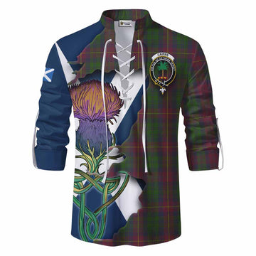 Tartan Vibes Clothing Cairns Tartan Family Crest Ghillie Kilt Shirt Scottish Thistle Celtic Inspired