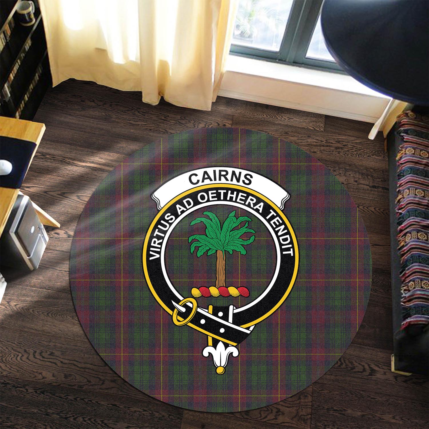 Cairns Tartan Round Rug with Family Crest Premium Round Rug - Tartan Vibes Clothing