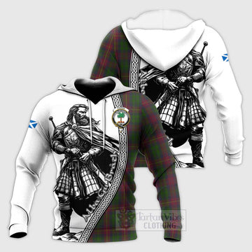 Tartan Vibes Clothing Cairns Tartan Clan Crest Knitted Hoodie with Highlander Warrior Celtic Style