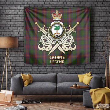 Cairns Tartan Tapestry with Clan Crest and the Golden Sword of Courageous Legacy Tapestry - Tartan Vibes Clothing