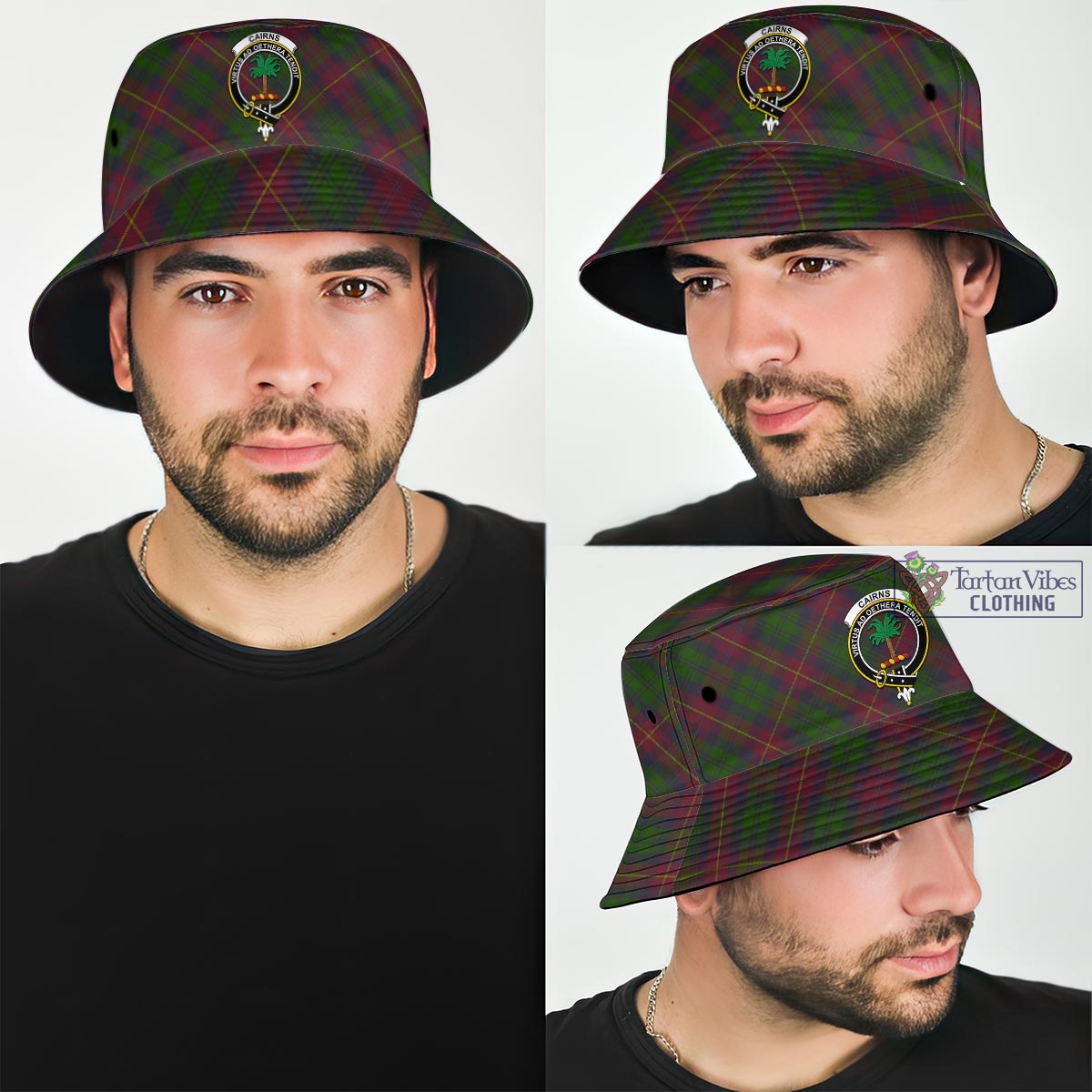 Cairns Tartan Bucket Hat with Family Crest Bucket Hat One Size - Tartan Vibes Clothing