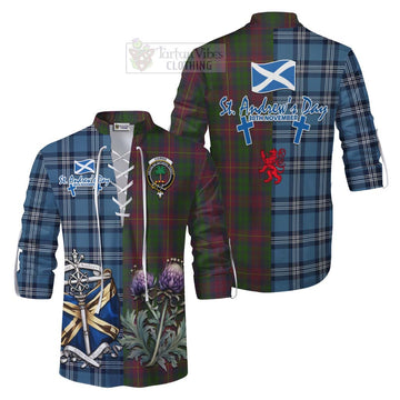 Cairns Tartan Ghillie Kilt Shirt Happy St. Andrew's Day Half Tartan Style Men - Tartan Vibes Clothing