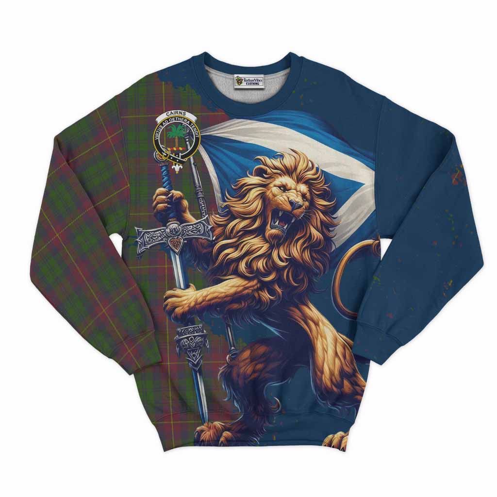 Cairns Tartan Family Crest Sweatshirt with Scottish Majestic Lion Unisex - Tartan Vibes Clothing