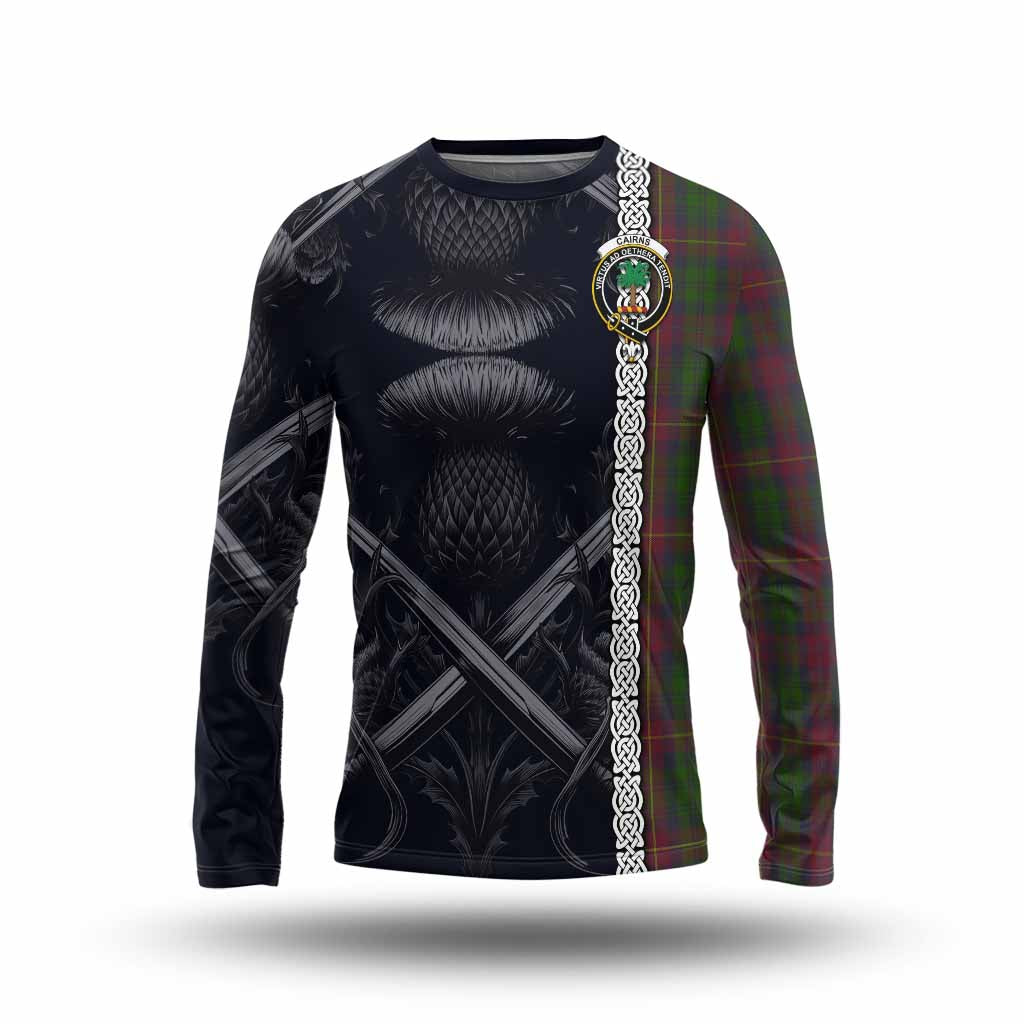 Cairns Tartan Long Sleeve T-Shirt with Family Crest Cross Sword Thistle Celtic Vibes Unisex - Tartan Vibes Clothing