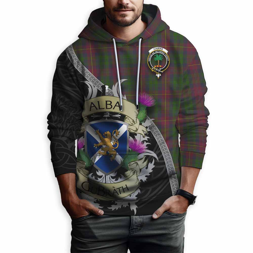 Cairns Tartan Family Crest Hoodie Lion Rampant Royal Thistle Shield Celtic Inspired Pullover Hoodie - Tartan Vibes Clothing