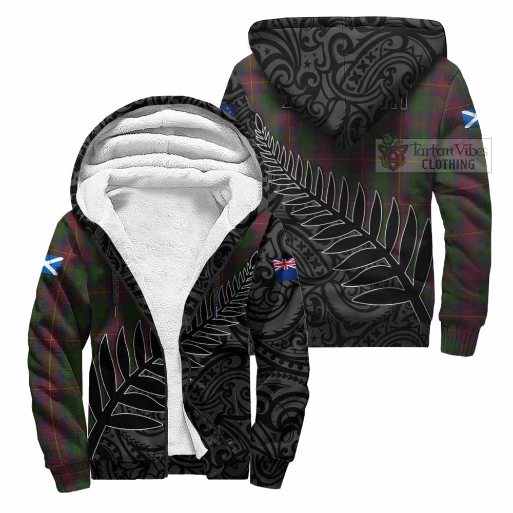 Tartan Vibes Clothing Cairns Crest Tartan Sherpa Hoodie with New Zealand Silver Fern Half Style