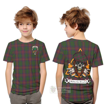Cairns Tartan Kid T-Shirt with Family Crest and Bearded Skull Holding Bottles of Whiskey Youth XL Size14 - Tartan Vibes Clothing