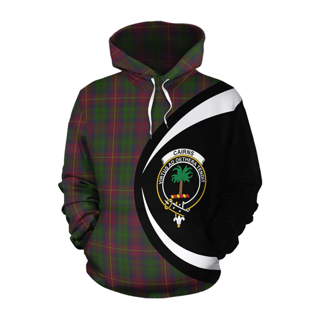 Tartan Vibes Clothing Cairns Tartan Cotton Hoodie with Family Crest Circle Style