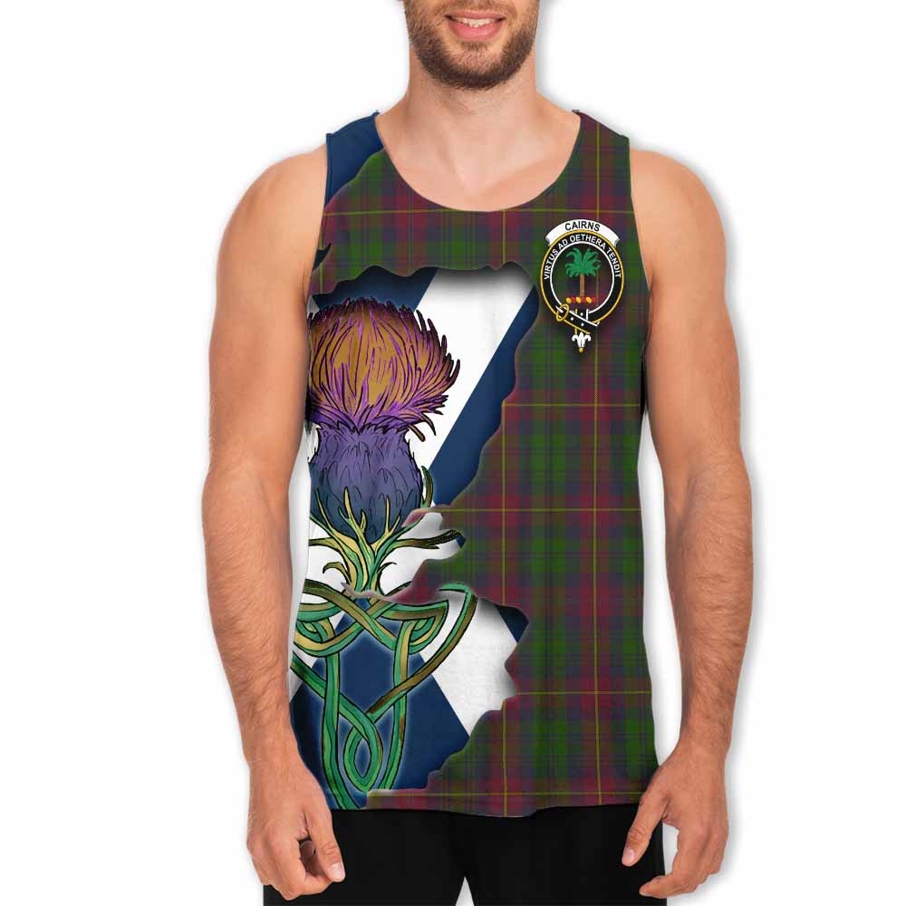 Tartan Vibes Clothing Cairns Tartan Family Crest Men's Tank Top Scottish Thistle Celtic Inspired