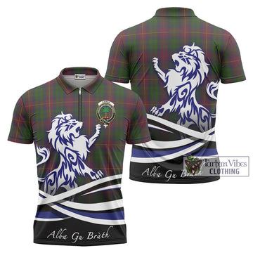 Cairns Tartan Zipper Polo Shirt with Alba Gu Brath Regal Lion Emblem