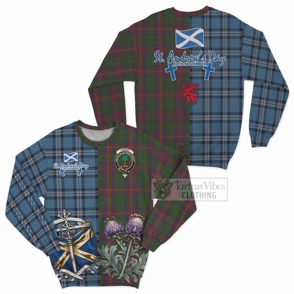 Cairns Tartan Sweatshirt Happy St. Andrew's Day Half Tartan Style Unisex - Tartan Vibes Clothing
