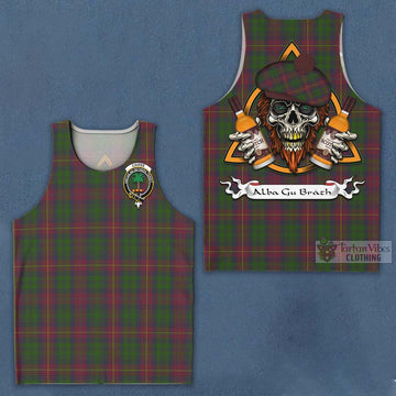 Cairns Tartan Men's Tank Top with Family Crest and Bearded Skull Holding Bottles of Whiskey Men - Tartan Vibes Clothing