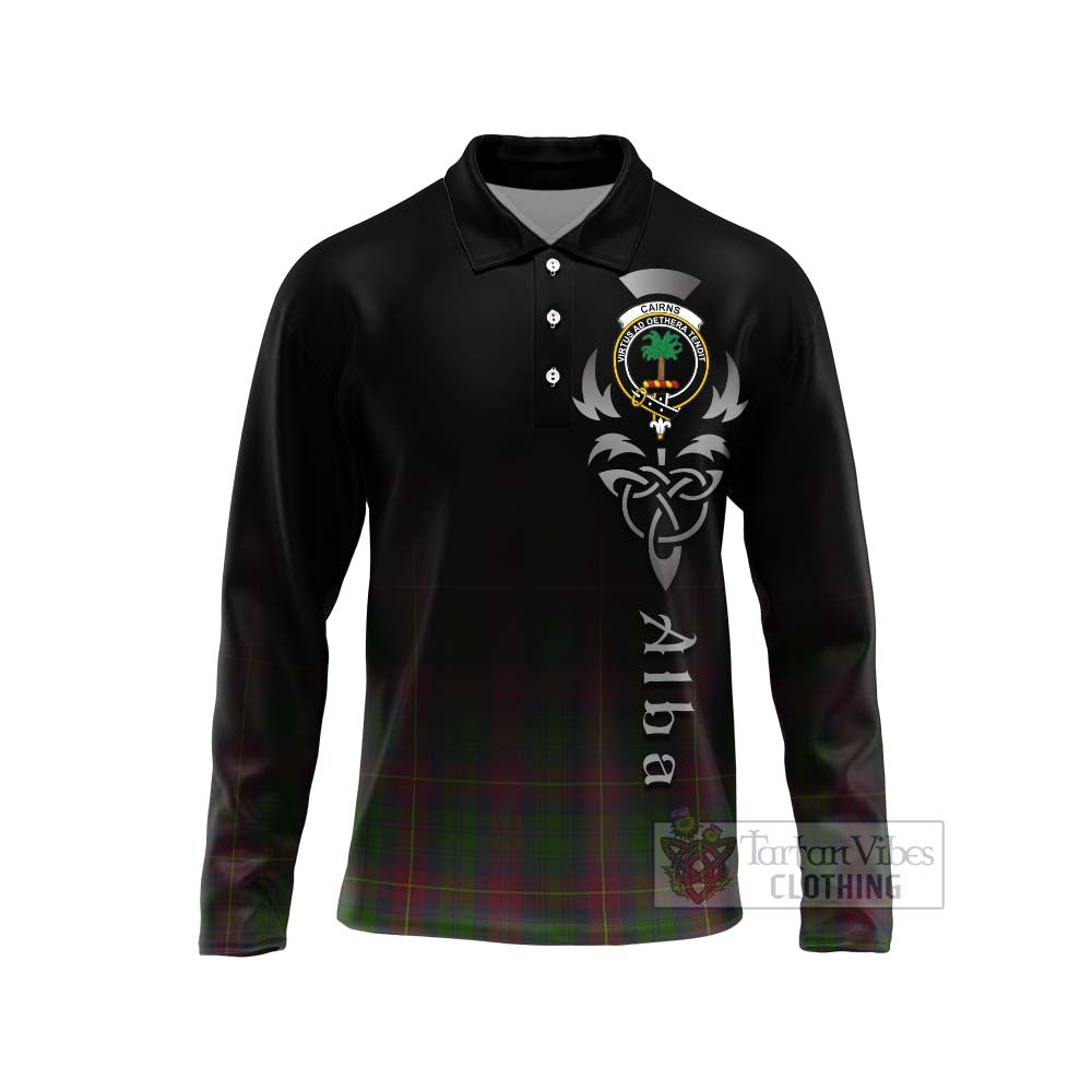 Cairns Tartan Long Sleeve Polo Shirt Featuring Alba Gu Brath Family Crest Celtic Inspired Unisex - Tartan Vibes Clothing