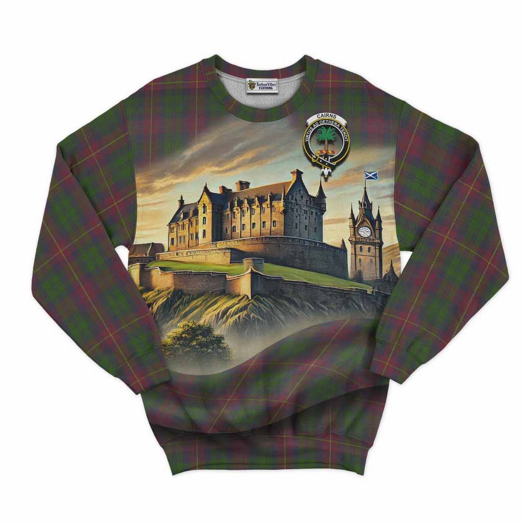 Cairns Tartan Family Crest Sweatshirt with Scottish Ancient Castle Style Unisex - Tartan Vibes Clothing