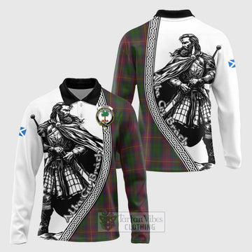 Cairns Tartan Clan Crest Long Sleeve Polo Shirt with Highlander Warrior Celtic Style Unisex - Tartan Vibes Clothing