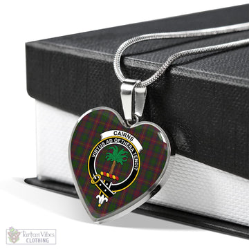Cairns Tartan Heart Necklace with Family Crest Luxury Necklace (Silver) No - Tartan Vibes Clothing