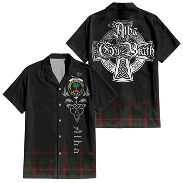 Tartan Vibes Clothing Cairns Tartan Short Sleeve Button Up Featuring Alba Gu Brath Family Crest Celtic Inspired