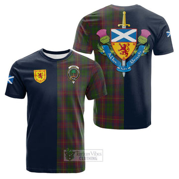 Tartan Vibes Clothing Cairns Tartan Cotton T-shirt with Scottish Lion Royal Arm Half Style