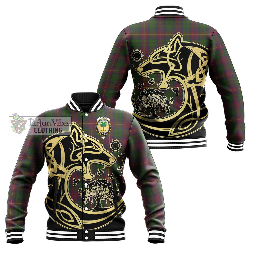 Cairns Tartan Baseball Jacket with Family Crest Celtic Wolf Style Unisex - Tartan Vibes Clothing