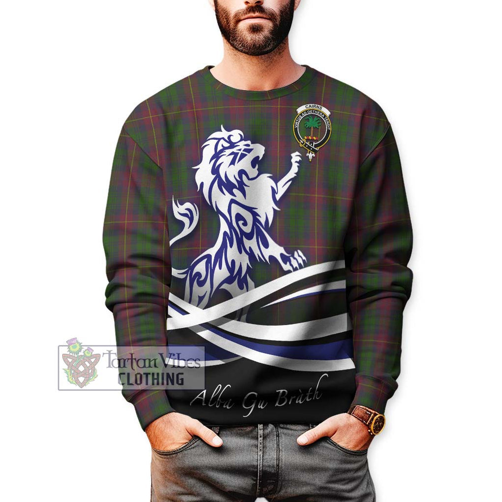 Cairns Tartan Sweatshirt with Alba Gu Brath Regal Lion Emblem Unisex - Tartan Vibes Clothing