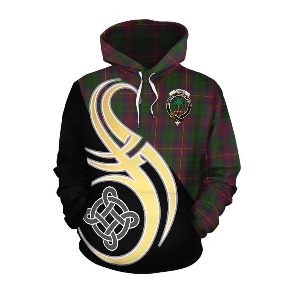 Tartan Vibes Clothing Cairns Tartan Cotton Hoodie with Family Crest and Celtic Symbol Style