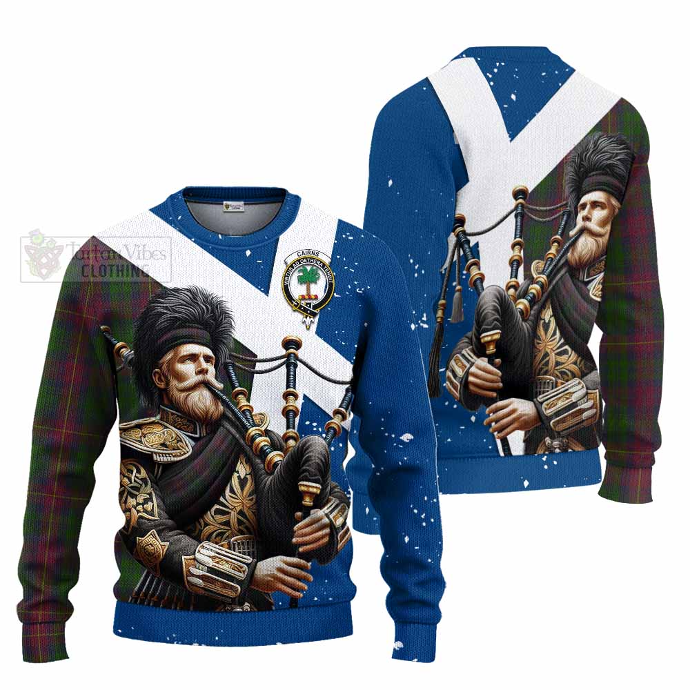 Cairns Tartan Knitted Sweater with Family Crest Scottish Bagpiper Vibes Unisex - Tartan Vibes Clothing