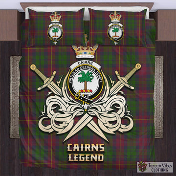Tartan Vibes Clothing Cairns Tartan Bedding Set with Clan Crest and the Golden Sword of Courageous Legacy