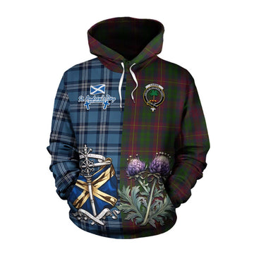 Tartan Vibes Clothing Cairns Tartan Cotton Hoodie Happy St. Andrew's Day Half Tartan Style