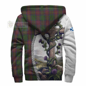 Cairns Tartan Sherpa Hoodie with Family Crest and St. Andrew's Cross Accented by Thistle Vines - Tartan Vibes Clothing