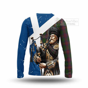 Cairns Tartan Long Sleeve T-Shirt with Family Crest Scottish Bagpiper Vibes - Tartan Vibes Clothing