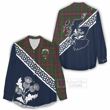 Cairns Tartan Women's Casual Shirt Featuring Thistle and Scotland Map - Tartan Vibes Clothing