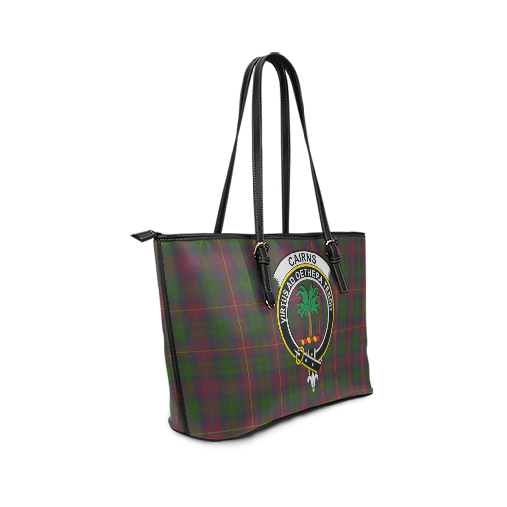 Cairns Tartan Leather Tote Bag with Family Crest - Tartan Vibes Clothing
