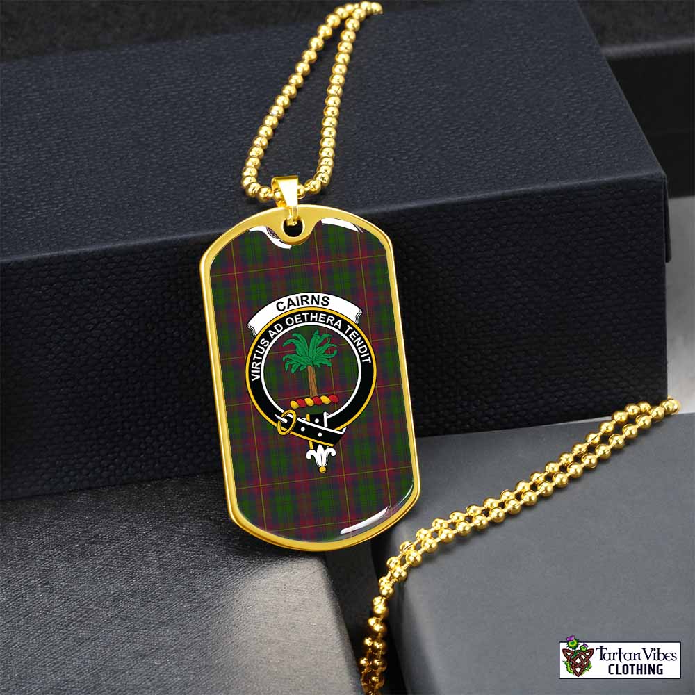 Cairns Tartan Dog Tag Necklace with Family Crest Gold No - Tartan Vibes Clothing