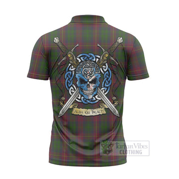 Cairns Tartan Zipper Polo Shirt with Family Crest Celtic Skull Style