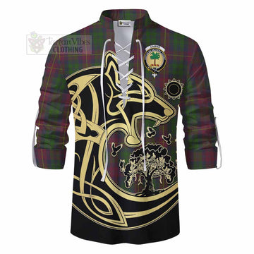 Cairns Tartan Ghillie Kilt Shirt with Family Crest Celtic Wolf Style - Tartan Vibes Clothing