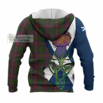 Tartan Vibes Clothing Cairns Tartan Family Crest Knitted Hoodie Scottish Thistle Celtic Inspired