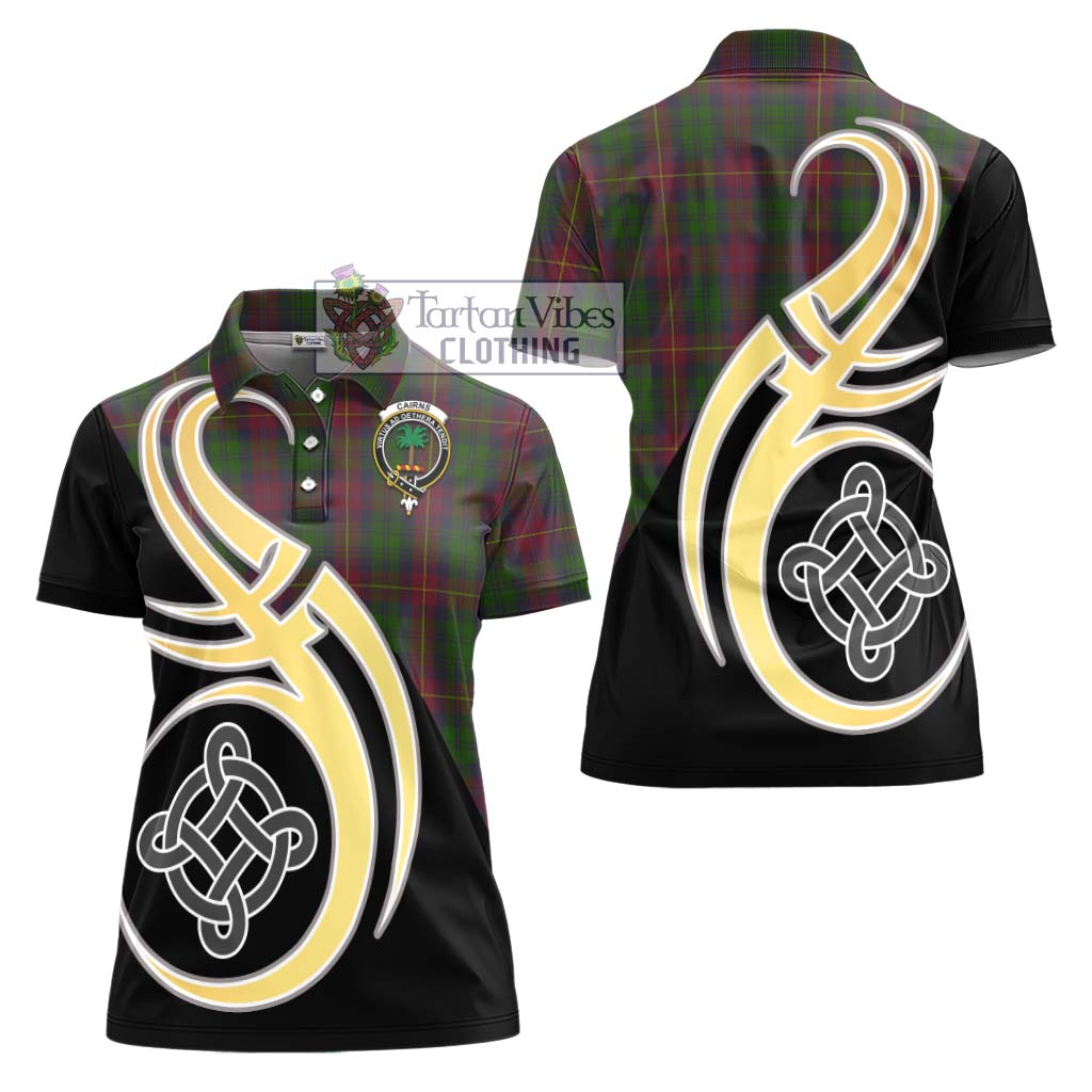 Cairns Tartan Women's Polo Shirt with Family Crest and Celtic Symbol Style - Tartan Vibes Clothing