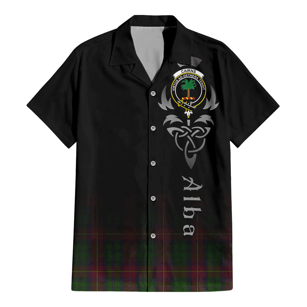 Tartan Vibes Clothing Cairns Tartan Short Sleeve Button Up Featuring Alba Gu Brath Family Crest Celtic Inspired