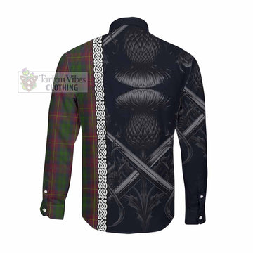 Tartan Vibes Clothing Cairns Tartan Long Sleeve Button Shirt with Family Crest Cross Sword Thistle Celtic Vibes