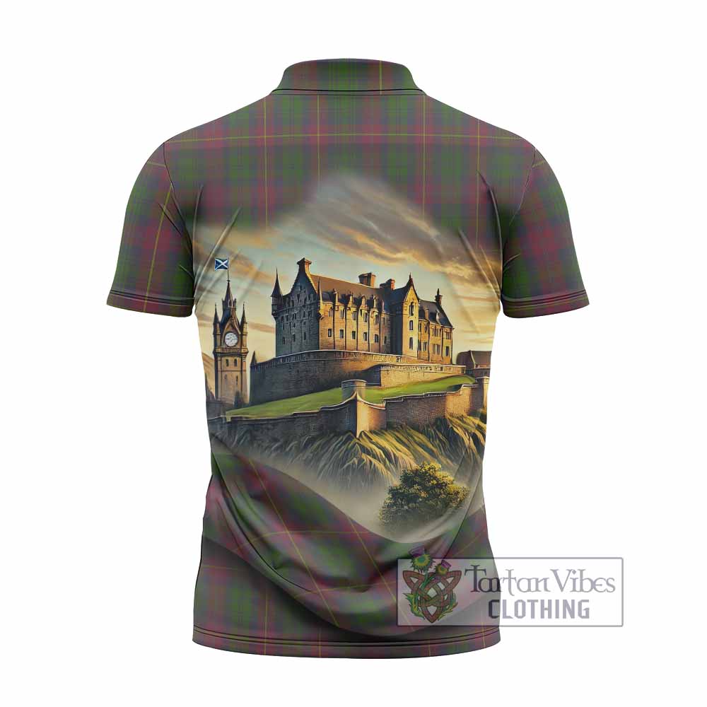 Cairns Tartan Family Crest Zipper Polo Shirt with Scottish Ancient Castle Style - Tartan Vibes Clothing