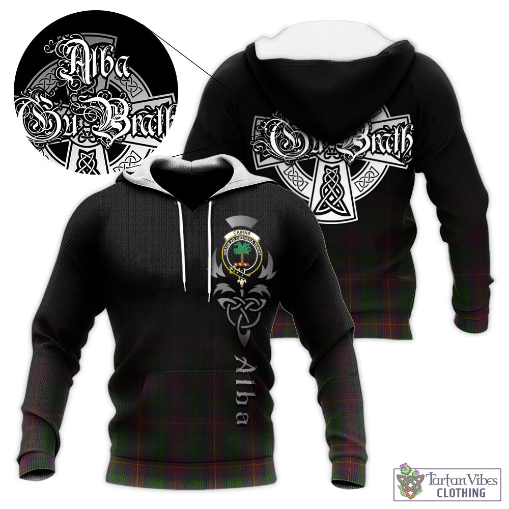 Tartan Vibes Clothing Cairns Tartan Knitted Hoodie Featuring Alba Gu Brath Family Crest Celtic Inspired