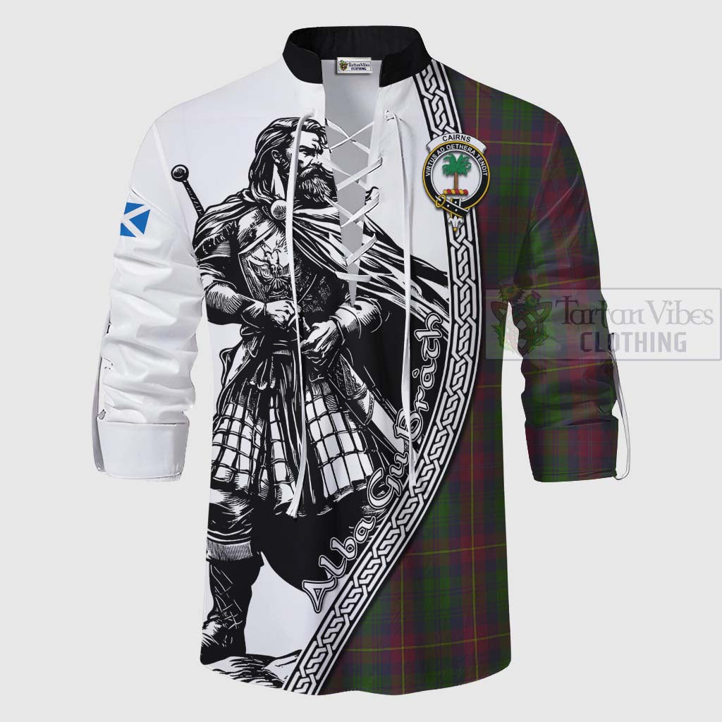 Cairns Tartan Clan Crest Ghillie Kilt Shirt with Highlander Warrior Celtic Style - Tartan Vibes Clothing